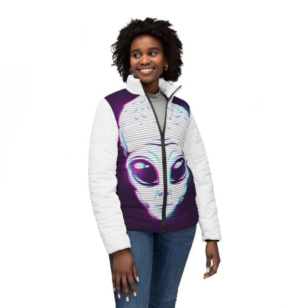 Women’s Puffer Jacket (AOP) Alien - Image 3
